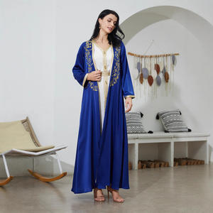 Robe Abaya de luxe élégante à fleurs en tissu de qualité supérieure Nouveau style tendance Travail manuel personnalisé Ceinture épissée pour femmes musulmanes Vêtements de fête - Product Image 4