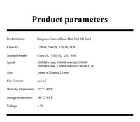   Carte mémoire Canvas React Plus V60 SD 128 Go Max 280 Mo/s pour caméras professionnelles 4K UHS-II vidéo