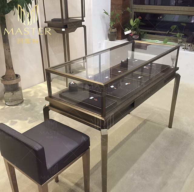 Factory Wholesale Lockable Watch Showcases Led Lighting Jewellery Store Interior Design Strong Tempered Glasses Display Cabinet
