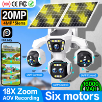 Cámara de Seguridad CCTV PTZ Solar OEM ODM de 20MP, 5 Lentes, 4 Pantallas, Paneles Solares Dobles, Zoom Digital 18X, AOV, Inalámbrica para Exteriores, IP66