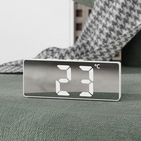 Réveil numérique LED miroir HD, commande vocale, fonction Snooze, double alarme, horloge de Table, double réveil, Mode nuit, luminosité
