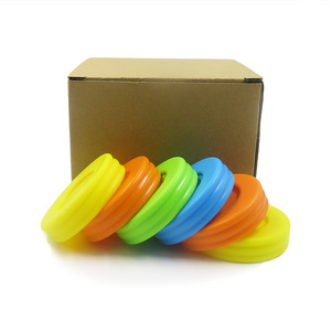 Couvercles de bocaux en plastique colorés sans BPA Couvercle de capuchon de mise en conserve anti-fuite à bouche régulière - Product Image 2