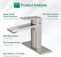 Robinet de salle de bain moderne monocommande en laiton noir mat, à montage sur plan, avec siphon escamotable, eau chaude/froide, pour lavabos à poser