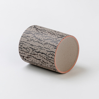 Pot à bougie en céramique émaillée rouge de forme cylindrique, fait main, populaire, avec impression bicolore pour la décoration intérieure