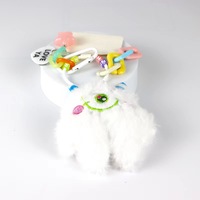 Porte-clés en peluche doux et moelleux, motif animal de dessin animé mignon, rose, jaune, violet, vert, bleu, cadeau pour couple et amis