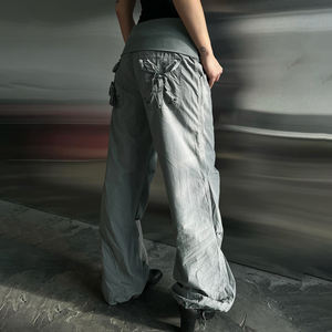 Pantalones Cargo de Punto Holgados para Mujer con Cintura Baja - Pantalones Anchos Transpirables Estilo Urbano - Product Image 4