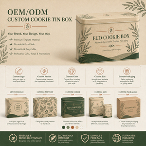 Boîte à biscuits en fer blanc réutilisable et recyclable, emballage cadeau personnalisé en métal pour biscuits - Product Image 2