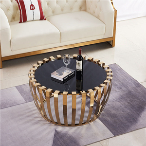 Set di Divani per Casa, Arredamento Soggiorno, <span class=keywords><strong>Tavolini</strong></span> <span class=keywords><strong>da</strong></span> Caffè di Lusso Moderni in Acciaio Inox e Vetro Rotondi a Prezzo Scontato - Product Image 1