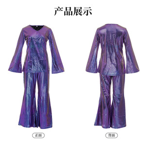 Ensemble de costumes rétro disco des années 70 Redman Anime, pantalon évasé brillant, haut, fête d'Halloween, cosplay - Product Image 2