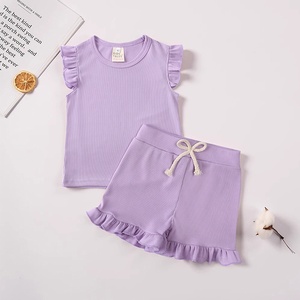 Nouvel ensemble d'été pour filles, style coréen, hauts sans manches et shorts, tenue 2 pièces, vêtements mignons et tendance pour bébés filles - Product Image 6