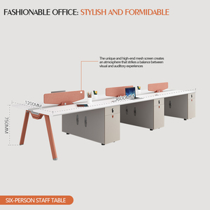 Simple Modern Four-Person Screen Computer <b>Desk</b> Office Staff Table Wooden <b>Workstation</b> With Cabinet - Product Image 6