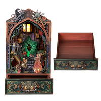 Puzzle 3D en bois Dark Witch pour maison de poupée miniature, serre-livres avec veilleuse LED, kit de bricolage, cadeau d'Halloween pour adultes