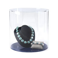 Vitrine de présentation cylindrique en acrylique écologique de 12 pouces avec base transparente pour objets de collection