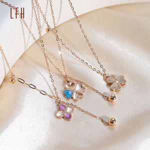 Collar de Trébol de Cuatro Hojas al por Mayor, Collar con Colgante de Trébol de Cuatro Hojas, Oro Au750, Joyería de Oro Real de 18k - Product Image 3