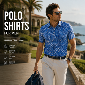 Polo de golf personnalisé pour homme, polos de performance imprimés, séchage rapide, extensible, respirant, impression intégrale, OEM ODM, marque privée - Product Image 1