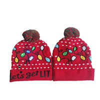 Cappelli Natalizi LED Luminosi con Pompon, Berretti Invernali Lavorati a Maglia per Adulti, Regali Promozionali per le Festività