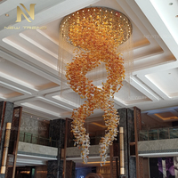 Grand lustre de luxe sur mesure pour décoration intérieure Villa Hall Hall Hall Hôtel Verre LED Éclairage d'escalier