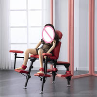 Chaise d'amour BDSM avec machine sexuelle, structure métallique, pour masturbation féminine, avec vibromasseur et dildo.