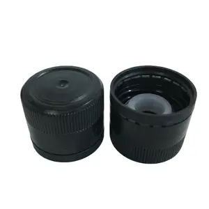 31.5mm Black Plastic T+E Cap with Pourer for olive glass bottle