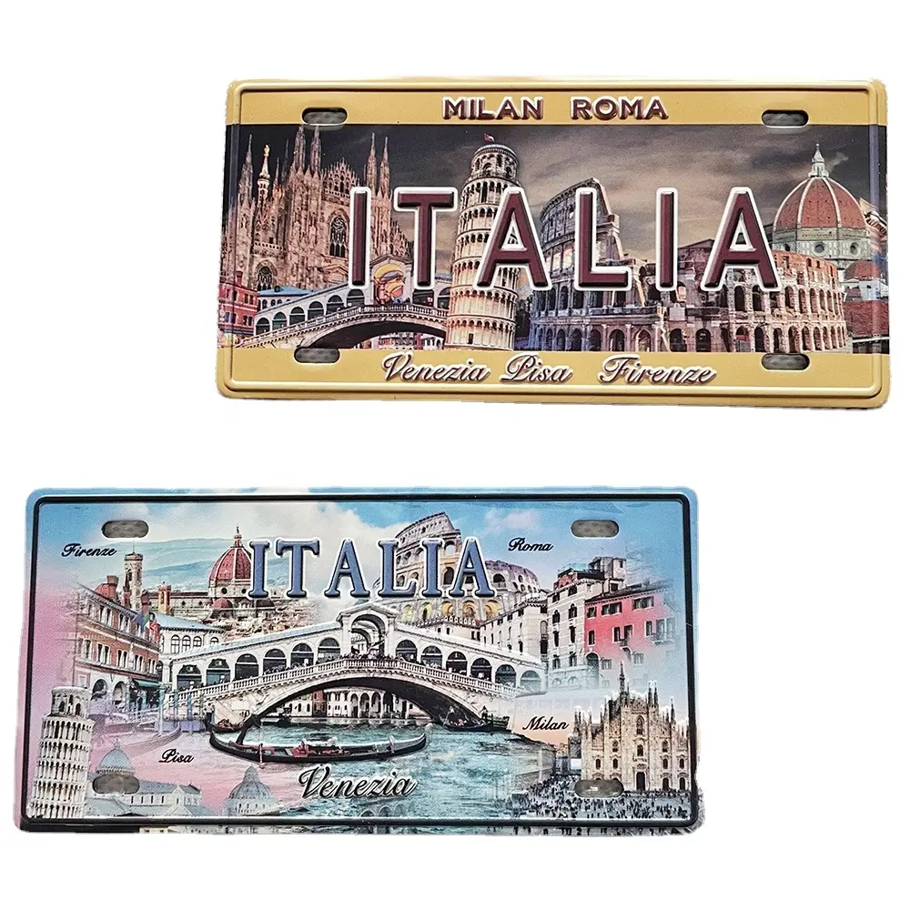 Italian Tourist Souvenir Refrigerator Sticker Custom Metal Aluminum Plate Fridge Magnet