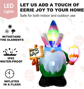 ตุ๊กตาโนมเป่าลมขนาด 4.6 ฟุต สำหรับตกแต่งภายนอกในวันอีสเตอร์ ถือไข่ พร้อมไฟ LED ในตัว สำหรับตกแต่งสนามหญ้า สวน - Product Image 6