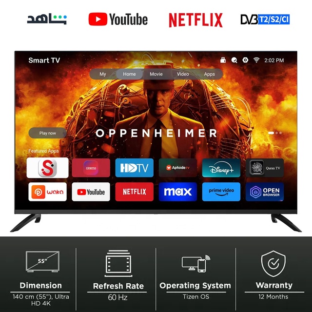4K UHD Smart LED Television 55 Inch Built-in Android TV Hands-Free Voice Control Remote Home Use