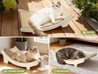 Rampe à gratter pour chat en bois courbé de luxe, sisal naturel, inclinaison multi-angles, lime à griffes, mobilier écologique pour chats