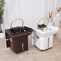 Tête de spa de salon de coiffure beauté moderne Tête de spa japonaise portable avec réservoir d'eau Lavabo à shampoing Bol à cheveux mobile
