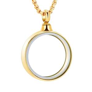 Yeni yuvarlak şekil paslanmaz çelik kremasyon madalyon cam nazarlık anıt Urn kolye mücevher tutucu külleri urn keepcenaze külü vazosu - Product Image 4