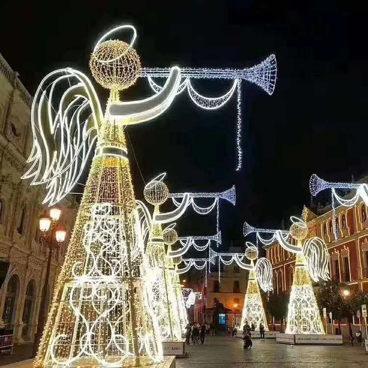 Wasserdichte Feiertagsdekoration Lichter LED Engel 3D Weihnachtslicht Motiv Weihnachtsdekoration im Freien 3d großer Engel Motiv Licht