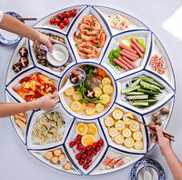 Service de table en céramique haut de gamme au design rustique, motif personnalisé, assiettes, plats et plateaux pour la maison, les réceptions, les mariages et les fêtes de famille
