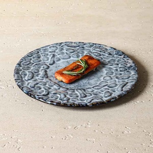 Platos de Porcelana Redondos Irregulares de Cerámica Azul Gris, Vajilla Rústica para Estilizar Comidas, Restaurante y Cocina Casera - Product Image 2