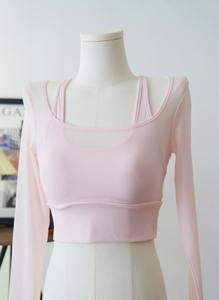 <span class=keywords><strong>Yoyo</strong></span> recommande : Ensemble 2 pièces de yoga et pilates pour femme avec coussinets de poitrine intégrés, haut de sport respirant à manches longues, couleur unie, automne/hiver - Product Image 5