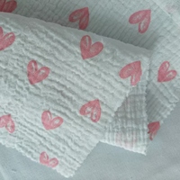 Tissu en crêpe 100% coton double gaze imprimé, nouveau design 2024, pour robe femme et bébé, tissu uni en mousseline en rouleau