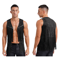 Costume de scène contemporain IEFiEL, veste à franges de style western pour homme, gilet à pompons, tenue de performance pour Halloween