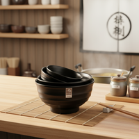 Bol à soupe de nouilles en mélamine noir mat de style japonais pour restaurant
