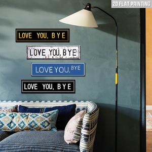 Targa in Metallo Piatto 'Love You Bye' con Stampa 2D Multicolore, Decorazione Murale Effetto Invecchiato per Ingresso o Fattoria - Product Image 3
