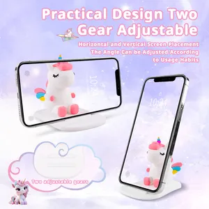 Diseño de marca Cute 3D Unicorn Cell Phone Stand PVC Mobile Phone Holder Stand