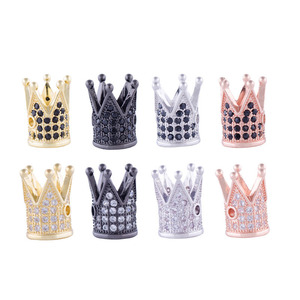 Offre Spéciale Micro pavé laiton strass tête de loup crâne couronne incrusté Zircon entretoise perle breloques pour la fabrication de bijoux en gros - Product Image 4