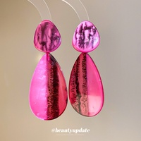 Boucles d'oreilles uniques en résine acrylique lucite, style européen et américain, forme géométrique triangulaire, goutte d'eau dégradée, effet aiguille d'argent
