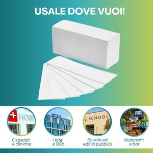 Asciugamani Bianchi Monouso a V 20,5x21 Cm, Doppio Strato in Carta Riciclata, Morbidi e Assorbenti per Negozi - Product Image 5