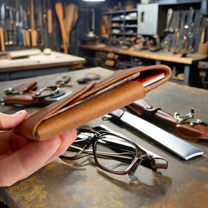 For Customized Men's Genuine Leather <b>RFID</b> Blocking Open Closure Slim Travel <b>Wallet</b> & Card Holder - Product Image 4