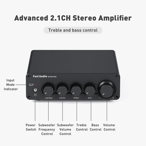 Amplificateur de puissance audio Fosi Audio 2.1 canaux, récepteur audio pour haut-parleur et <span class=keywords><strong>caisson</strong></span> de basses 165Wx2 +350W BT30D PRO - Product Image 2
