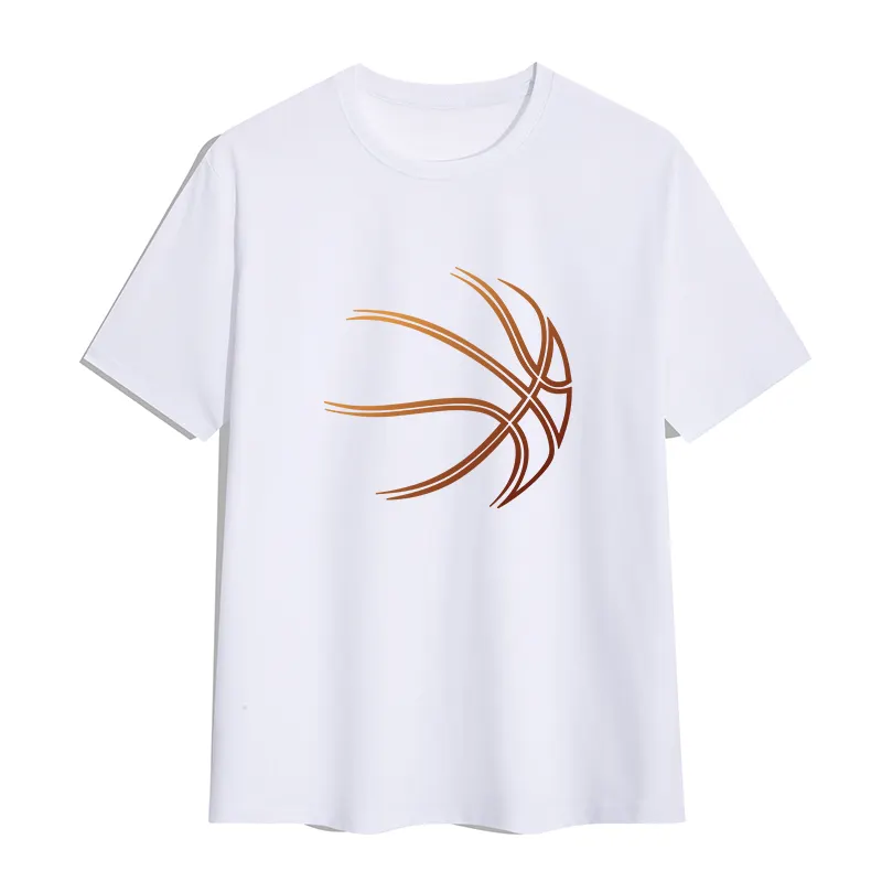 American style t shirt high quality cotton short sleeve gradient ramp basketball outline graphic t shirts print men's t-shirts