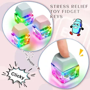 Bàn phím Fidget Keychain với ánh sáng <span class=keywords><strong>LED</strong></span> Keycap căng thẳng cứu trợ Đồ chơi móc chìa khóa Đồ chơi FIDGET nút <span class=keywords><strong>Keyring</strong></span> - Product Image 2