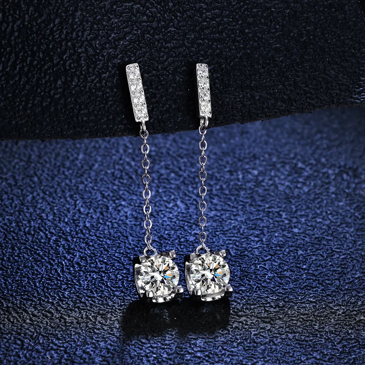 Tassel tauren chất lượng sang trọng bạc trang sức thời trang S925 Sterling bạc bông tai moissanite bông tai kim cương