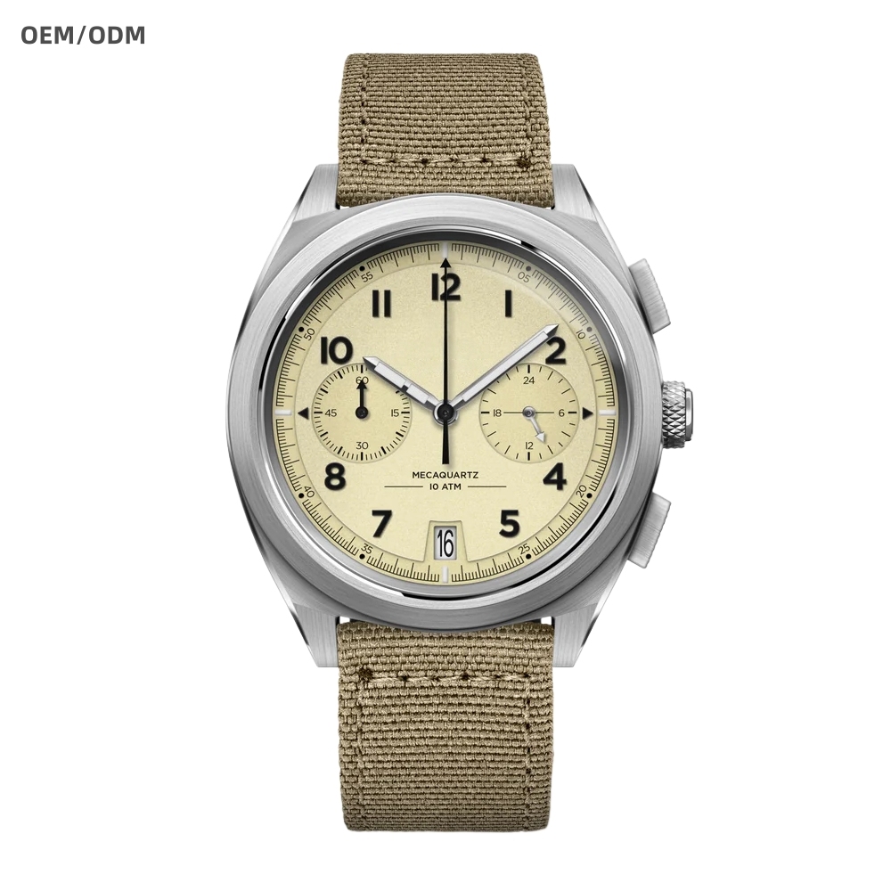 OEM Custom 39mm Polished 316 Stainless Steel Arched Sapphire Anti-reflective Men's Quartz SEIKO <strong>Movement</strong> <strong>10</strong> Bar Water <strong>Pointer</strong>