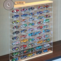 Boîte de rangement en acrylique 1:64 pour modèle de voiture Tomica, présentoir multi-compartiments en bois massif pour voiture de sport