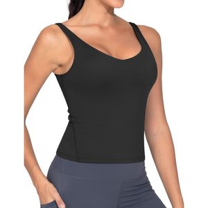 Women's Longline Sports Bra Wirefree Padded Yoga Tank Top Spaghetti Strap Scoop Neck Breathable Sweat Wicking Quick Dry Four - Product Image 1