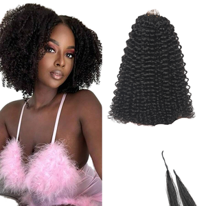 Customized 100% Human Virgin Vietnamese Hair Pre-looped Feather Kinky <b>Curly</b> Crochet Hair <b>Extensions</b> for Hair Weaving - Product Image 1